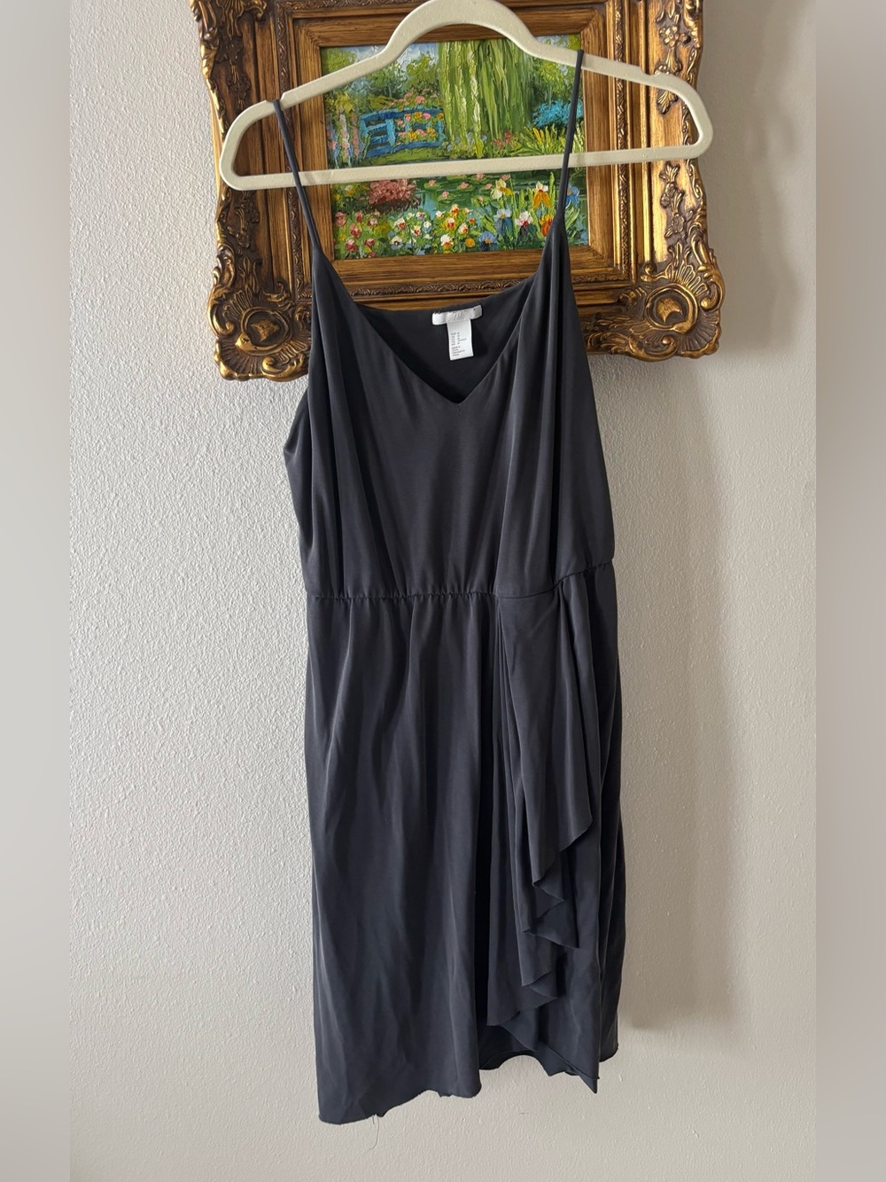 H&M Grey Spaghetti-Strap V-Neck Dress
